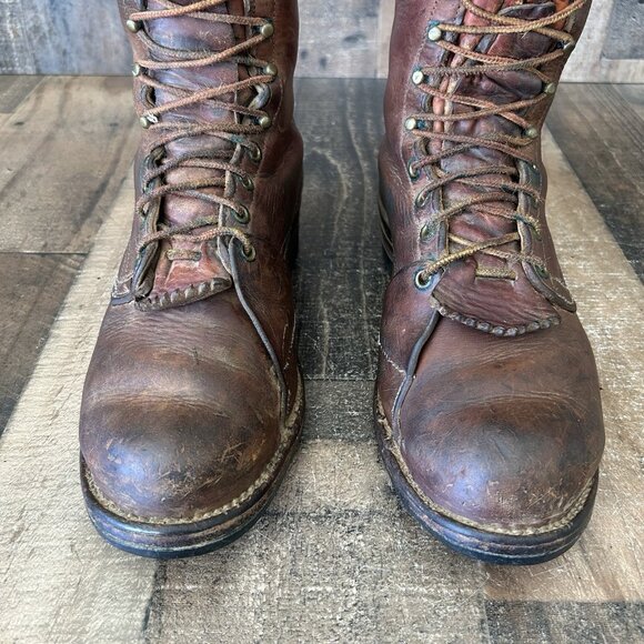 Unbranded Vintage Linesman Logger Plain Toe Lace Up Work Boots Mens 10.5 D - Picture 7 of 12